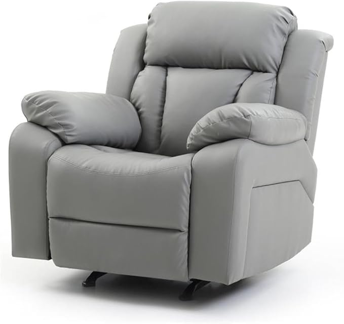Glory Furniture Daria Faux Leather Rocker Recliner in Gray