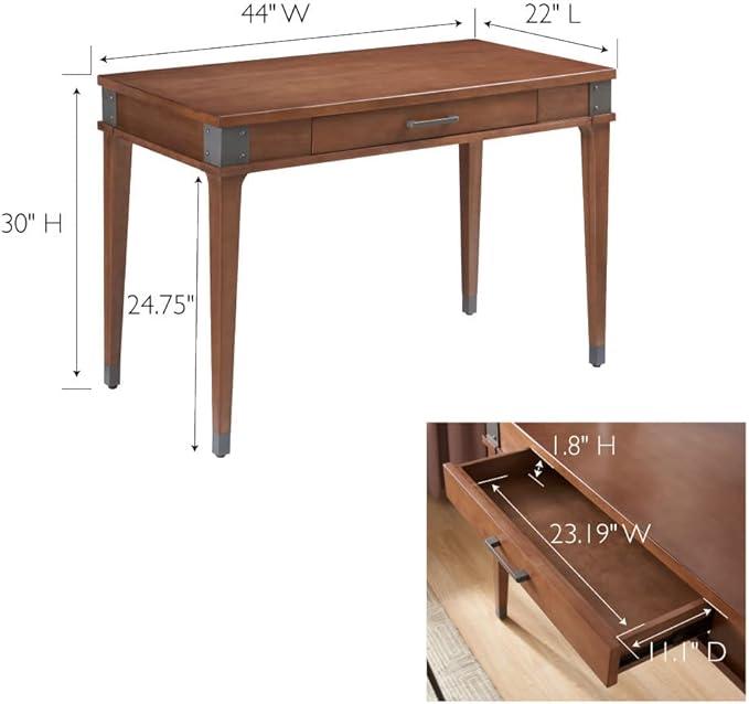Leick Home 84401 Leick Home Laptop Desk with Drawer in Aged Barrel 1 Drawer in Aged Barrel