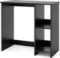 Black Computer Desk Modern Writing Desk with Storage Shelves Compact Gaming Table Wood Home Office Desks Small Desk for Bedroom Living Room Study (Black)