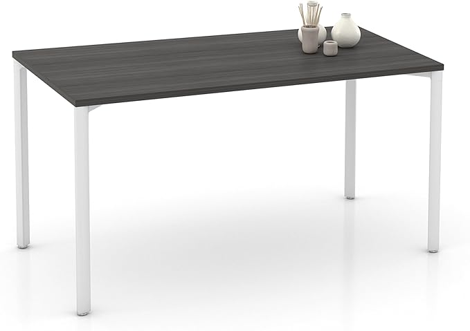 Laura Davidson Furniture Hudson Executive Desk Minimalist Commercial-Grade Computer Desk Writing Desk for Home Office Modern Desk (Dark Grey Top with White Legs)