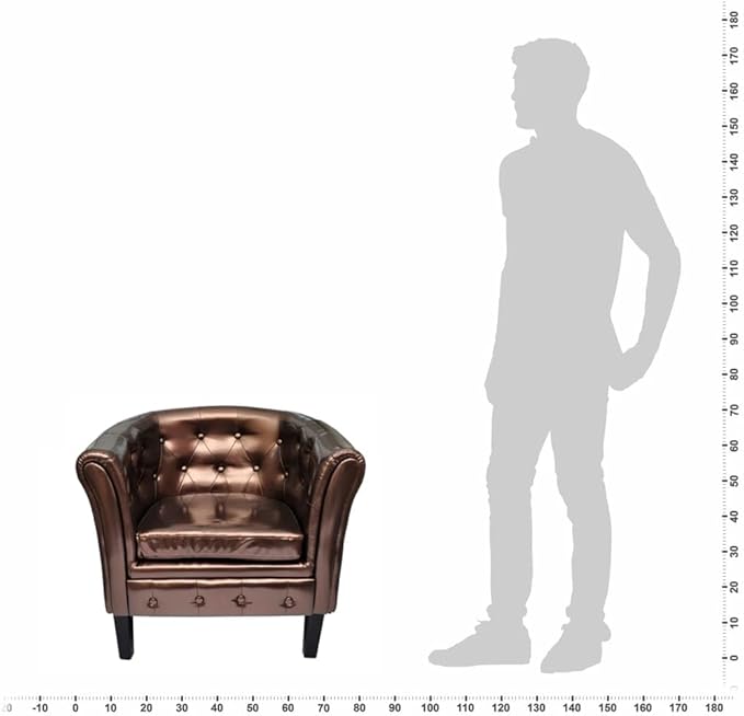 Floor Chair Arm Chair Living Room ChairsSleeper Sofa Tub Chair Brown Faux Leatherfor Apartment Living and Home Office
