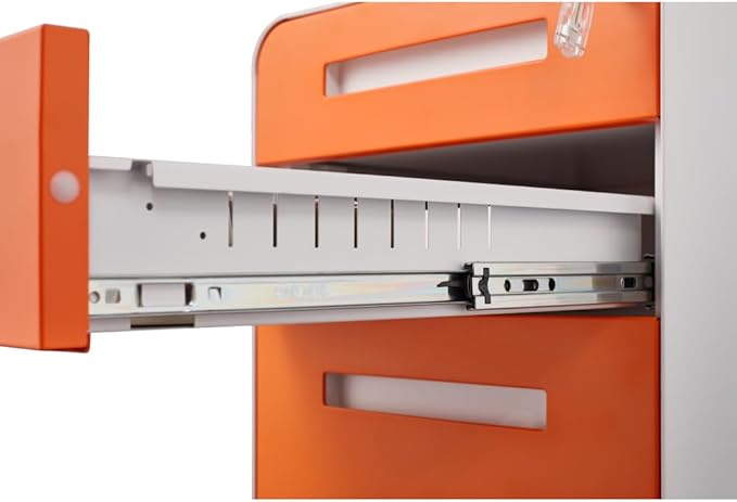 3-Drawer Mobile Filing Cabinet with Lock Legal/Letter Sized Office Storage Suitable for Offices and Study Rooms (YH-Orange)