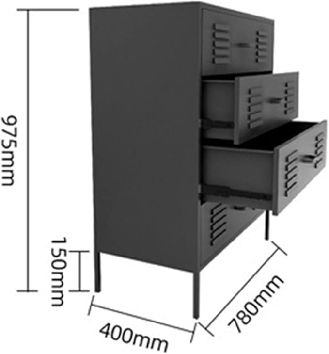 Filing Cabinet Nordic Metal Filing Cabinets for Office Furniture Wide Bucket Cabinet 4 Drawers Storage Cabinets Light Luxury Living Room Cabinet File Storage CabinetsBlackOne Size