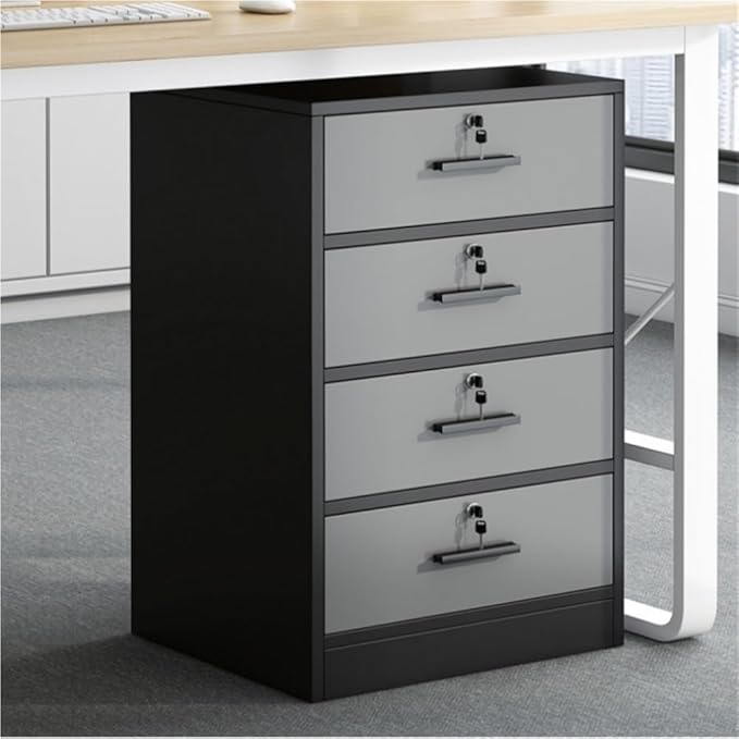 Multi-Layer File Cabinet with Lock Modern and Minimalist Under Desk Storage Multi-Functional Storage Cabinet Filing Cabinets for Home Office(Gray)