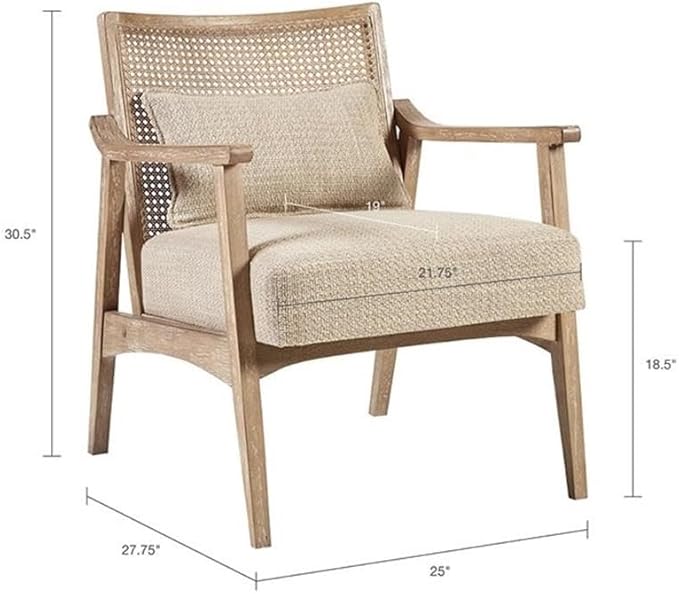 Pemberly Row Accent Chair 30 Polyester Upholstery and Solid Wood Frame Wheat and Light Brown Finish Mid-Century Style Seat for Living Room or Home Office