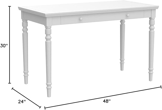 Leick Home Cottage White Turned leg Laptop Desk with Center Drawer White