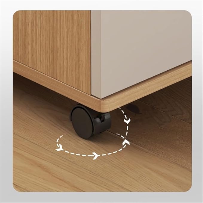 File Cabinets Wooden Thickened Under-Desk Filing Cabinet Movable Office Simple Lockable Storage Bedroom Bedside File Storage Cabinets(White)