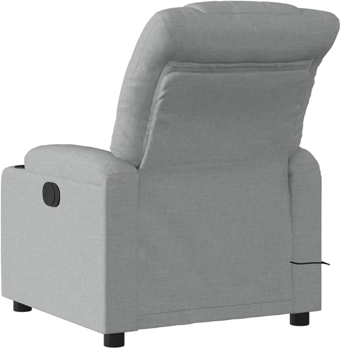 Light Grey Massage Recliner Chair USB Vibration Breathable Fabric Adjustable Single Seater for Living Room Bedroom Reading 242.5 lbs Capacity
