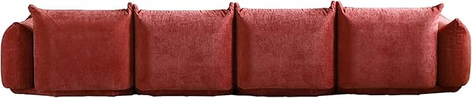 JACH Mid-Century Modern Large 4 Seater Couch Chenille Sectional Sofa 4 Seats Modular Couches with Thick Cushion 130 Plush Sofas Furniture for Living Room Bedroom Office Apartment Red