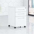Floor Standing File Cabinet Movable Cabinet Three Drawers Steel Movable Push Cabinet Lockable Storage Cabinet (D)