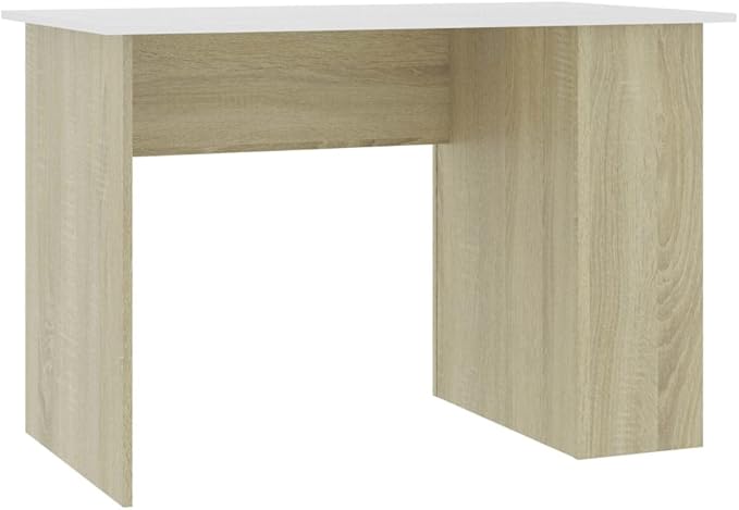 vidaXL Desk Standing Computer Desk with Shelves Workstation for Living Room Home Office Desk Modern Style White and Sonoma Oak Engineered Wood