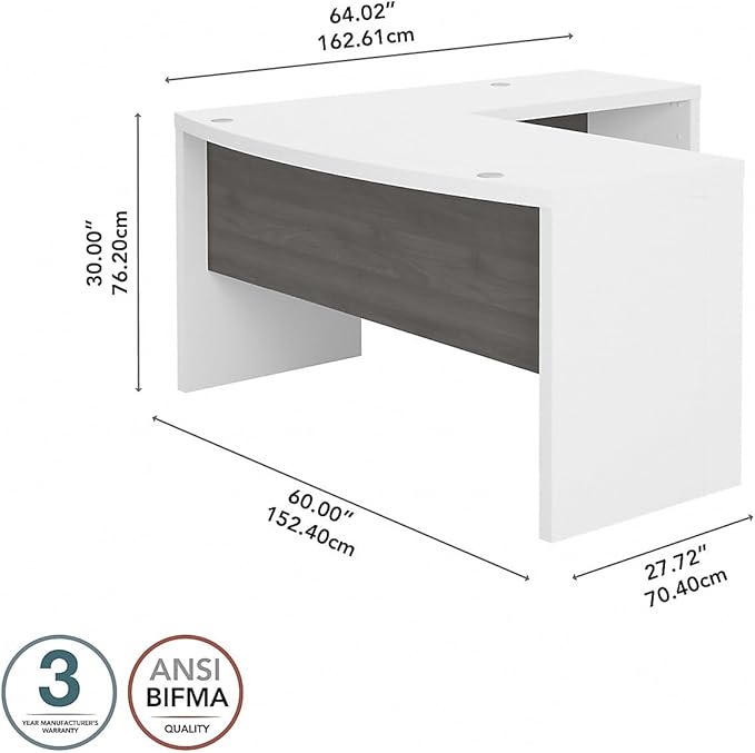 Bush Business Furniture L Shaped Computer Desk 72 inch with Credenza PC Table and Low Storage Cabinet with Shelves for Home Office Vista Collection Modern Beige