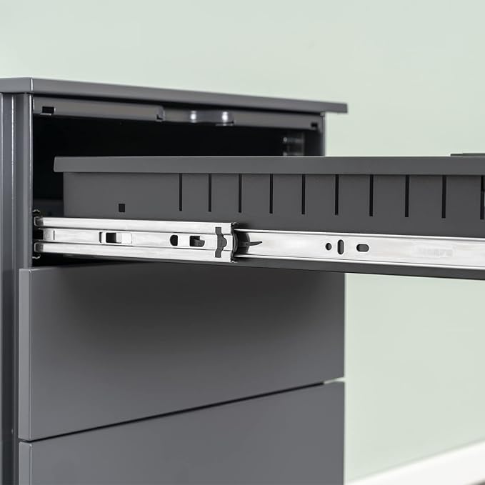 3 Drawer File Cabinet with Lock Mobile Filing Cabinet for Legal/Letter/A4 Size Fully Assembled Except with Wheels for Home/Office