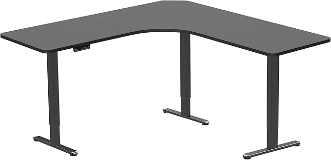 VIVO Electric Height Adjustable 71 x 71 inch Curved Corner Stand Up Desk Black Table Top Black Frame Memory Controller L-Shaped Workstation E3C Series DESK-KIT-E3CB2