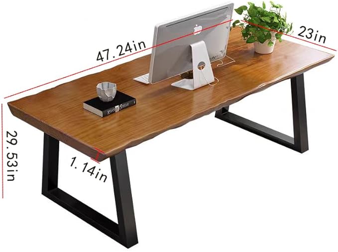 Modern Solid Wood Executive Desk – Spacious and Minimalist Home Office Workstation Perfect for Writing and Professional Use (Light Brown 47in)
