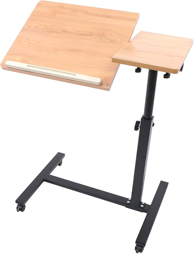 Height Adjustable Mobile Laptop Stand with Tilting TabletopRolling Standing DeskOverbed Laptop TableComputer StandsRolling Computer Workstation for Home Office