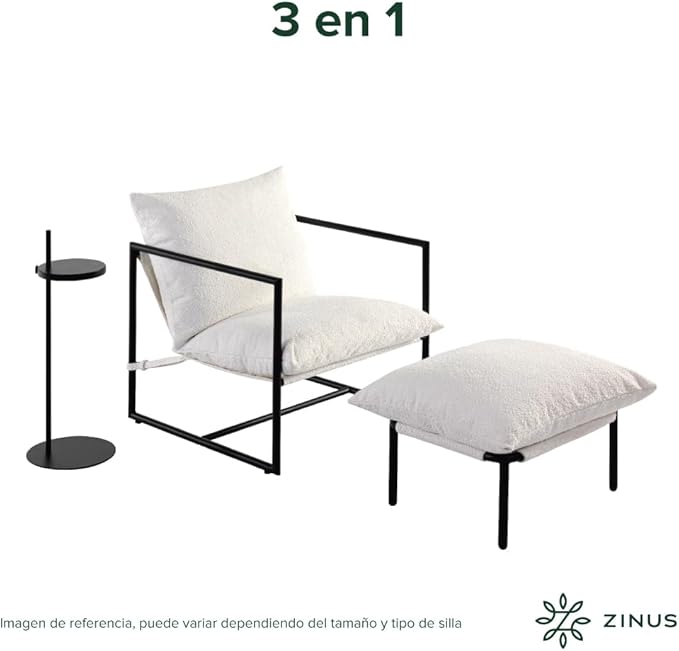 Zinus Aidan Decorative Sling Chair Metal Frame Armchair with Shredded Foam Cushions Easy Tool-Free Assembly Chair in a Box White