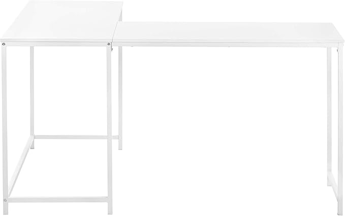 Computer Desk Home Office Corner 58 l L Shape Work Laptop White Laminate White Metal Contemporary Modern
