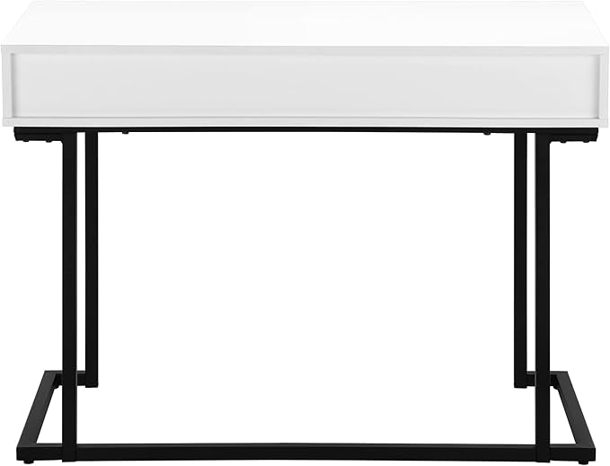 Monarch Specialties 7385 Computer Desk Home Office Laptop Storage Drawers 42 L Work Metal Laminate Glossy White Black Contemporary Modern Desk-42 41.75 L x 19.75 W x 30 H