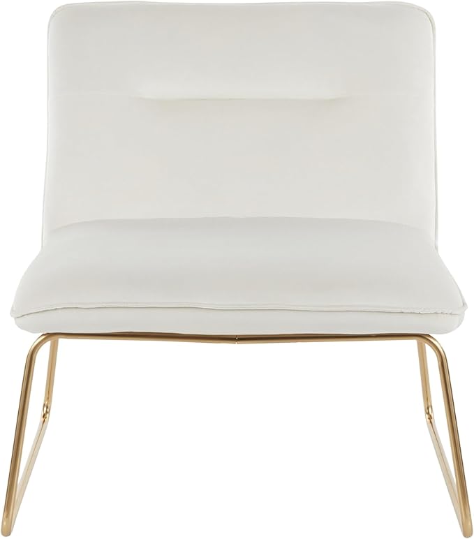 LumiSource Casper Velvet Accent Chair Armless Chair Gold Accent Chair for Living Room Comfy Chair for Bedroom Contemporary Chair