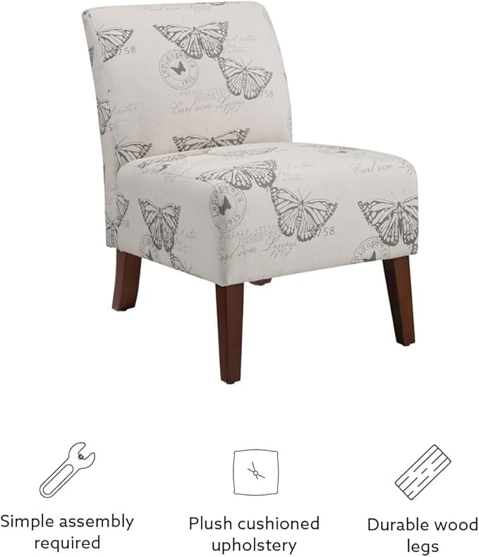 Linon Butterfly Dark Espresso Linen Lily Chair 21.5 W x 29.5 D x 31.5 H