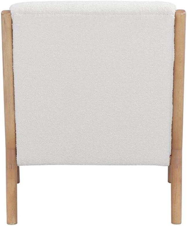 Pemberly Row Contemporary Lounge Chair White Boucle Fabric Wood Veneer Frame Modern Accent Armchair Fully Assembled Living Room Seating or Bedroom Lounge Chair