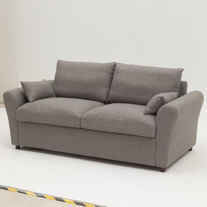 Panana Modern 2 Seater Loveseat Sofa Couch with Storage Dark Grey or Light Color Choice of Curved Sock or Track Arm Design (Light Gray 3 Seater - Sock Arms)