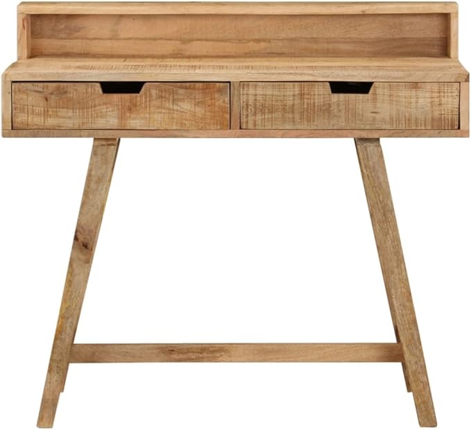 Farmhouse Computer Desk 39.3 Console Table Study Writing Table with Hutch and 2 Drawers Wood PC Laptop Work Table Workstation for Home Office Rustic Brown