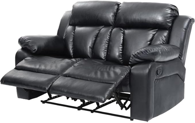 Glory Furniture Daria Faux Leather Reclining Loveseat in Black
