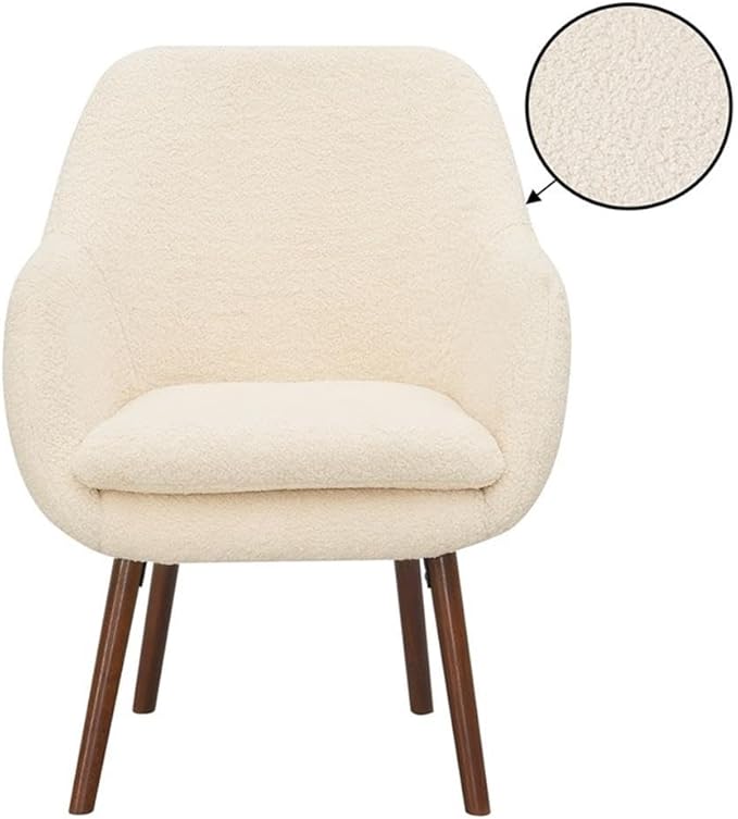 Convenience Concepts Take a Seat Charlotte Wingback Sherpa Accent Armchair 25.25 - Boho Transitional Boucle Lounge Chair for Office Den Living Room Sherpa Cream/Coffee Bean