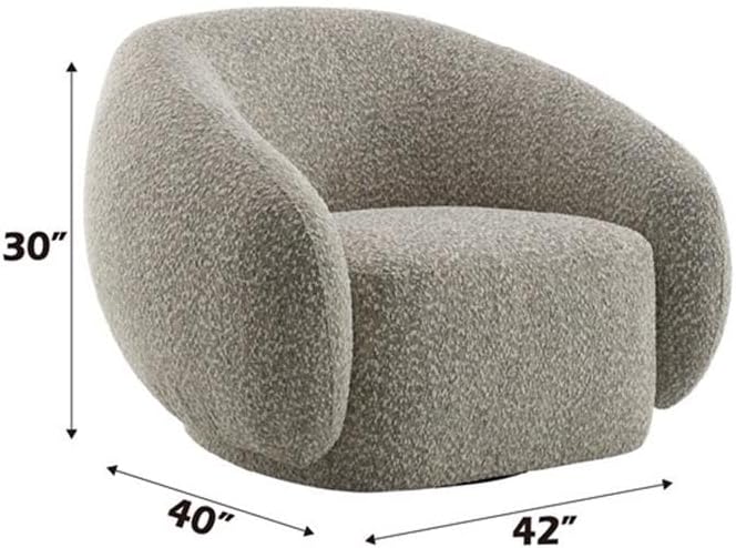Bowery Hill Fabric Upholstered Swivel Chair 2-Tone Brown Boucle 42W x 40D x 30H Contemporary Accent Chair 360-Degree Swivel Wooden Frame Foam Cushion Modern Living Room or Bedroom Seating