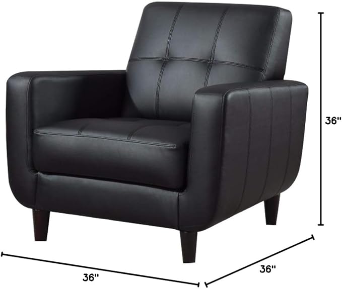 Benzara Upholstered Leatherette Living Room Chair Black Accent