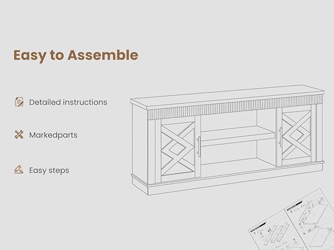 GarveeHome Farmhouse TV Stand for 80 in TVs Long Entertainment Center with 6 Storage Drawer &amp Soundbar Shelf Brown Television Consoles Stands for Living Room Bedroom