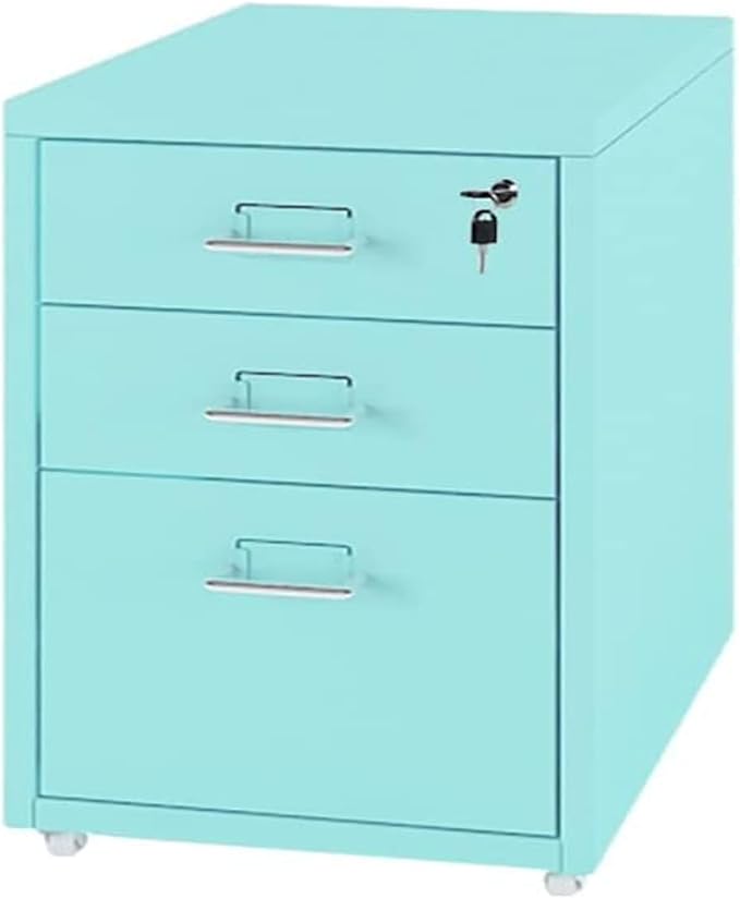 Metal Mobile File Cabinet with Lock Casters - 3 Drawer Under Desk Metal Locker Cabinet for Office Organization