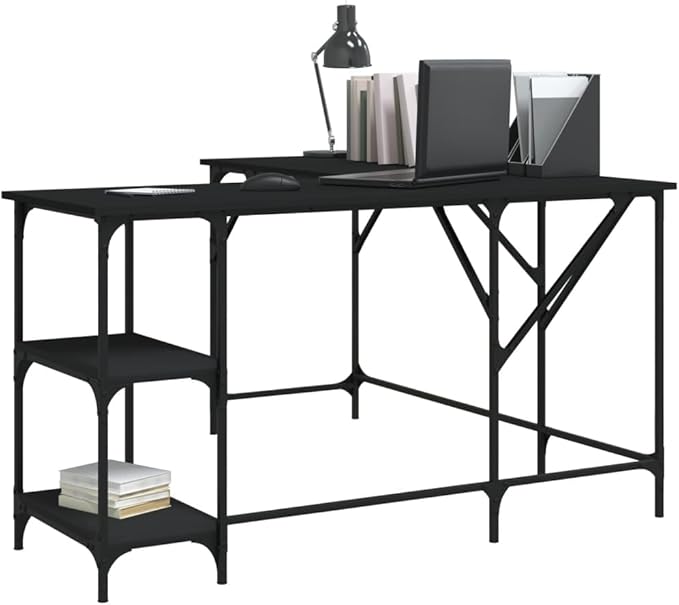 Desk Black 139x139x75 cm Engineered Wood|Computer DeskOffice Work DeskLapT O P Table for student and workerStudy TableWriting Desk for BedroomHomeOffice