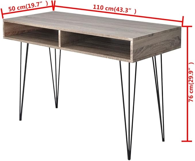 Desk with 2 CompartmentsBedroom DeskHome Office DeskComputer TableWork Tablefor Office Bedroom Living Room Study RoomMDF + Metal Gray
