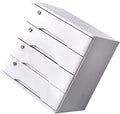 Solid Wood Desktop File Cabinet with Lockable Drawers 4 Floors Storage BoxWhite(White)