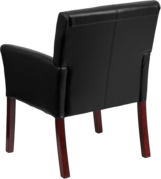Flash Furniture Taylor LeatherSoft Upholstered Executive Side Reception Chair Lobby Chair with Cushions and Padded Arms Black