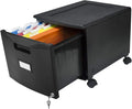 Storex Plastic One-Drawer File Cabinet – Locking Document Organizer with Casters for Home and Office Black 1-Pack (61264A01C)