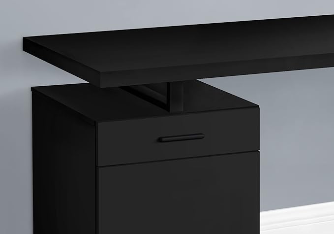 Computer Desk Home Office Laptop Left Right Set up Storage Drawers 48 l Work Black Laminate Black Metal Contemporary Modern