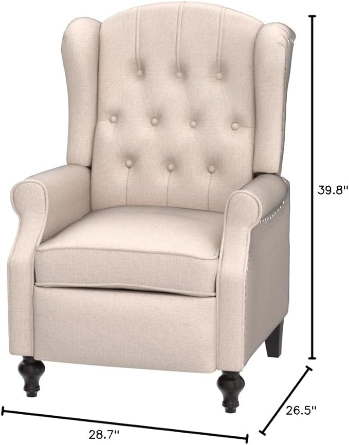 SAMERY Wingback Recliner Chair with Massage and Heat- Accent Chair Push Back Chair for Living Room Bedroom Tufted Comfy Reclining Arm Chair Sofa Reading Napping