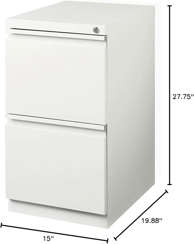 Hirsh Industries 20 Deep 2 Drawer Mobile File Cabinet File in White
