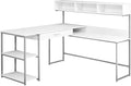 Computer Desk Home Office Corner Storage Drawers L Shape Work Laptop White Laminate Grey Metal Contemporary Modern