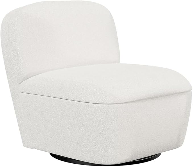 BELLEZE Upholstered Swivel Accent ChairModern 360° Rotating Chair with Hidden Storage Easy Assembly Compact Chair for Living Room Bedroom Office Space-Saving Design -White