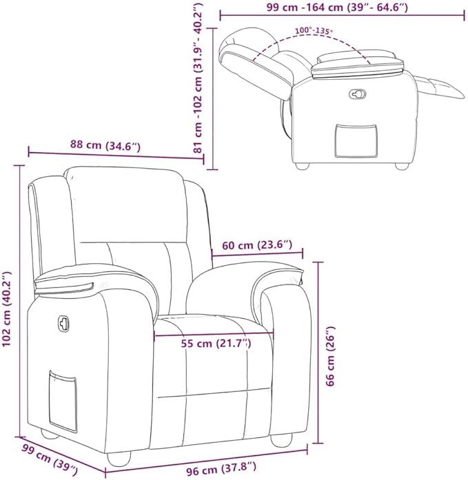 vidaXL Recliner Chair Dark Grey Polyester Metal Plywood Foam PP Fiber