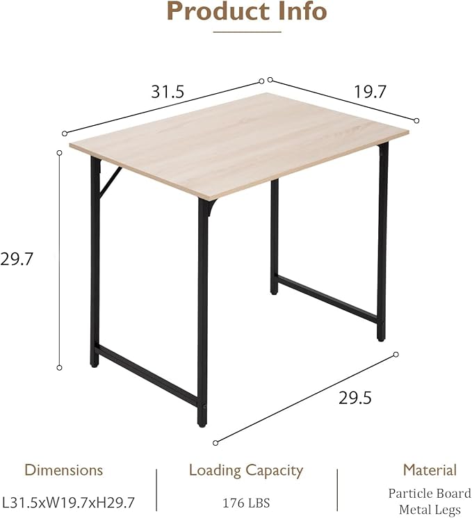 BestOffice Computer DeskHome Office Desk Modern Simple Style for Home Office Study Writing (Nature 32 Inch)