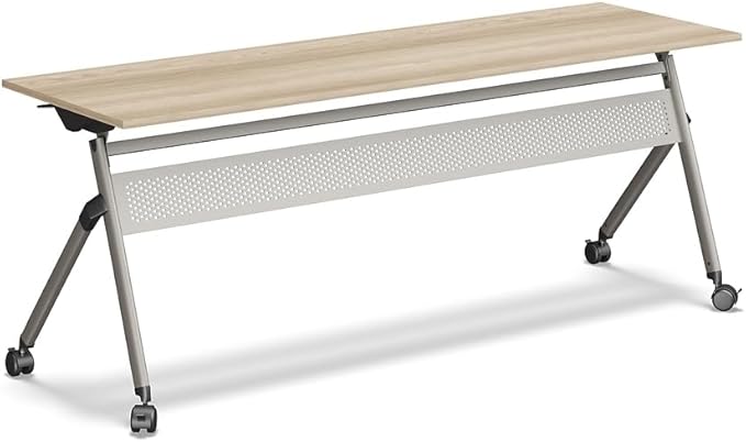 NBF Brite Mobile Pedestal File Cabinet – Locking Rolling 3 Drawer File Cabinet with Light Maple Woodgrain Laminate Silver Pulls and 5 Casters – Compact Mobile File Storage for Home Office