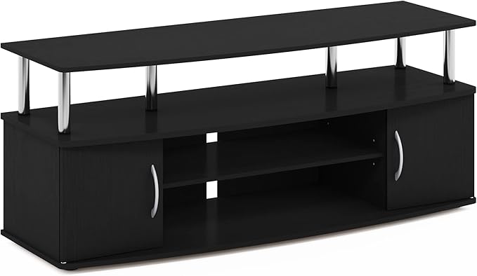 Furinno JAYA Large Entertainment Stand for TV Up to 55 Inch Americano/Chrome