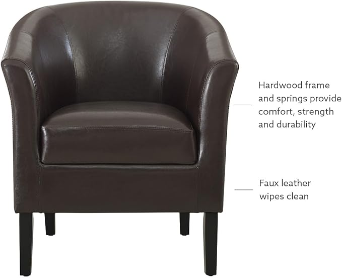 Linon Home Dcor Linon Home Decor Simon Club Chair 33 x 28.25 x 25.5 Brown