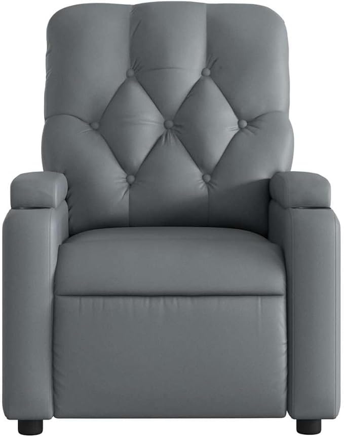 Electric Massage Recliner Chair Gray Faux Leather Ergonomic Design Living Room Home Theater Seating 24V 2A Power 242.5 lb Capacity Living Room Chairs